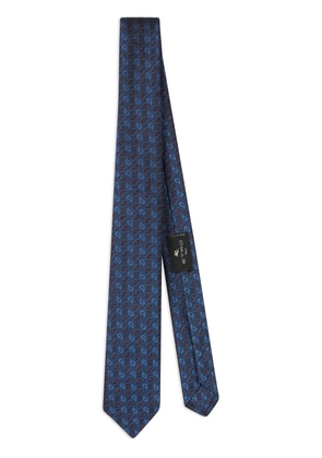 ETRO paisley-embroidered silk tie - Blue