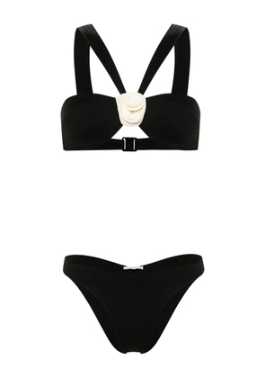 La Reveche Sahar floral-appliqué bikini - Black
