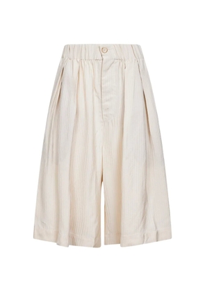 Uma Wang elasticated-waist pleated shorts - Neutrals