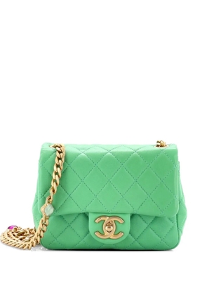 CHANEL Pre-Owned Pearl Samba Resin Chain Square Flap Bag Quilted Lambskin Mini crossbody bag - Green