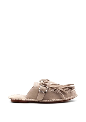 Elena Iachi fringing buckle mules - Neutrals