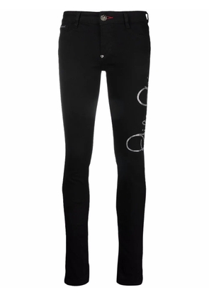 Philipp Plein logo-embellished high-waisted skinny jeans - Black
