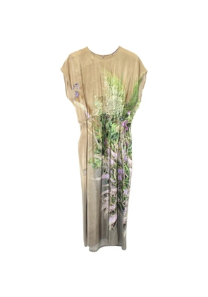 Anntian floral-print drawstring silk midi dress - Neutrals