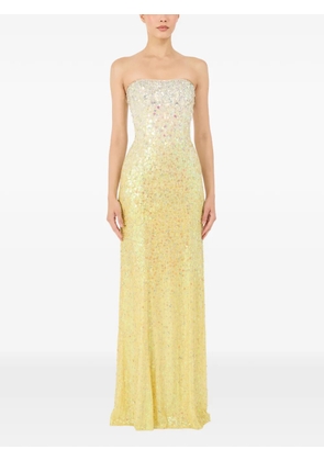 Jenny Packham sequin embellished strapless maxi dress - Yellow