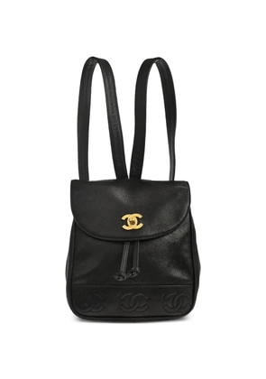 CHANEL Pre-Owned 1997 triple cc leather backpack - Black