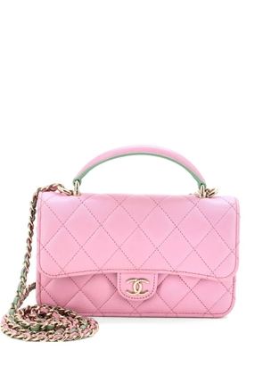CHANEL Pre-Owned Classic Top Handle Flap Phone Holder with Chain Quilted Lambskin crossbody bag - Pink
