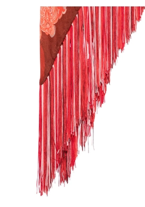 ETRO printed fringed scarf - Red