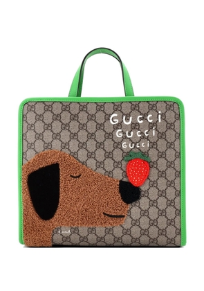 Gucci Pre-Owned Children's Animal GG Coated Canvas with Applique Small tote bag - Green