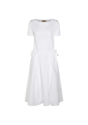 Herno tie-drawcord midi dress - White