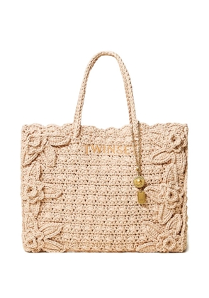 TWINSET floral-appliqué tote bag - Neutrals