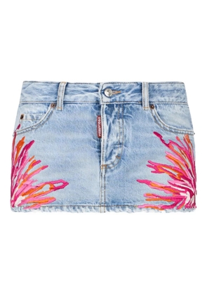 DSQUARED2 Jean embroidery mini skirt - Blue