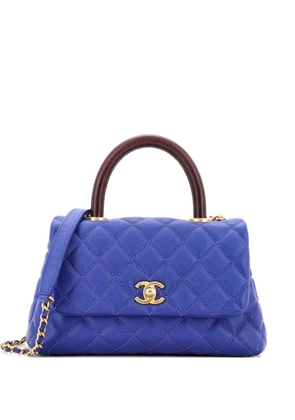 CHANEL Pre-Owned Coco Top Handle Bag Quilted Caviar with Lizard Mini shoulder bag - Blue