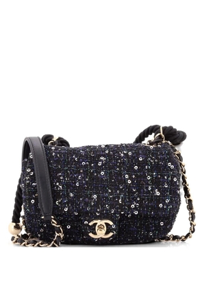 CHANEL Pre-Owned Pearl Handle Flap Bag Quilted Tweed Mini shoulder bag - Black