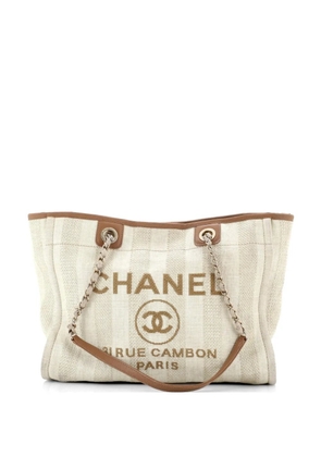 CHANEL Pre-Owned Deauville Striped Mixed Fibers Small tote bag - Neutrals