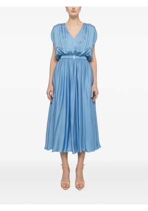 NISSA belted V-neck midi dress - Blue