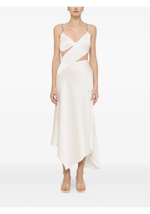 NISSA crystal-strap midi dress - White