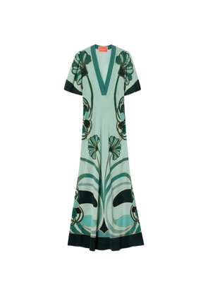 La DoubleJ Marlene Dietrich blooming tulip placée V-neck dress - Green