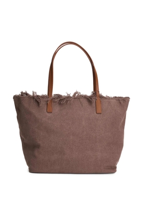 MC2 Saint Barth City fringed-trim canvas tote bag - Brown