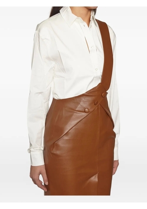 Materiel shoulder-strap fitted skirt - Brown
