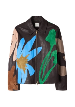 Paul Smith floral-detail leather jacket - Brown