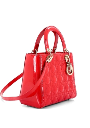 Christian Dior Pre-Owned Lady Dior Bag Cannage Quilt Patent Medium satchel - Red
