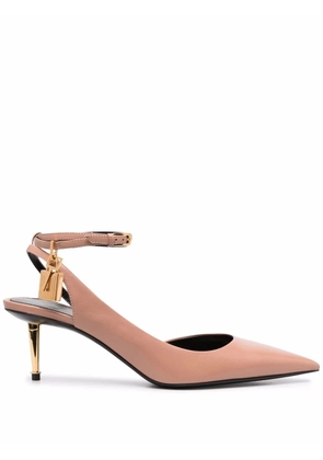 TOM FORD 70mm padlock-detail leather pumps - Neutrals