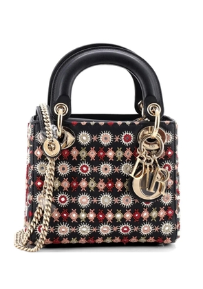 Christian Dior Pre-Owned Lady Dior Chain Bag Embroidered Calfskin Mini satchel - Black