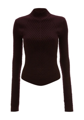 Victoria Beckham ribbed high-neck polo top - Red