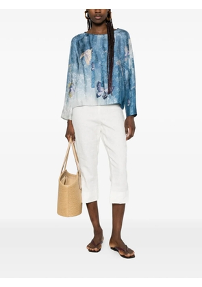 Pierre-Louis Mascia butterfly-print long-sleeve blouse - Blue