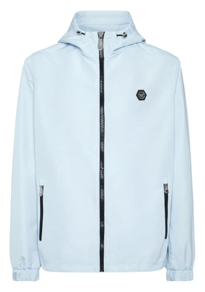 Philipp Plein logo-patch hooded windbreaker - Blue