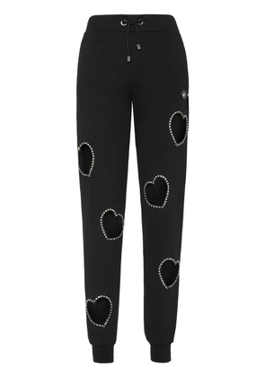 Philipp Plein heart cut-out track pants - Black