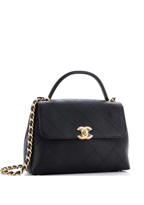 CHANEL Pre-Owned CC Top Handle Flap Bag Quilted Calfskin Large crossbody bag - Black