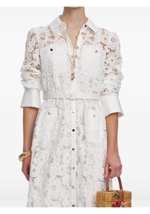 Self-Portrait floral-lace shirt dress - White