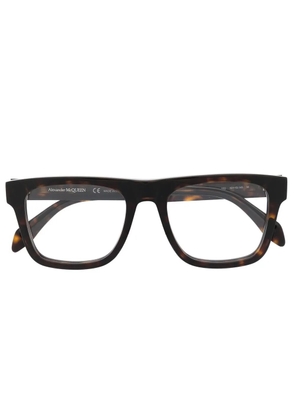 Alexander McQueen Eyewear tortoiseshell-effect square-frame glasses - Brown