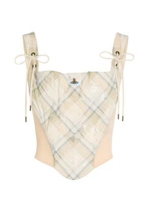 Vivienne Westwood Puppy plaid logo-detail top - Neutrals