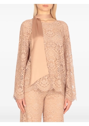 D.Exterior scalloped-hem blouse - Pink