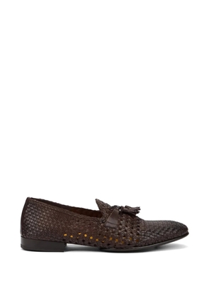 Doucal's woven-leather tassel-detail loafers - Brown