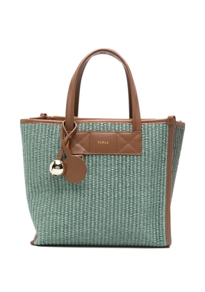 Furla woven top handle tote bag - Green