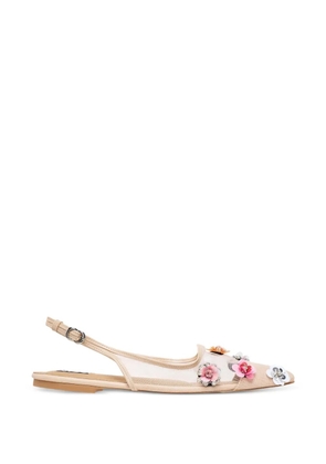 PACE Ava floral slingback flats - White