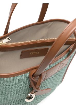 Furla woven top handle tote bag - Green