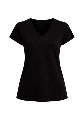 Velvet V-neck T-shirt - Black