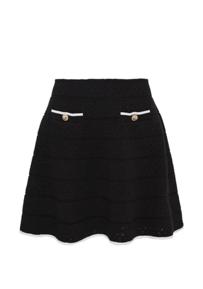 Self-Portrait pointelle-knit mini skirt - Black