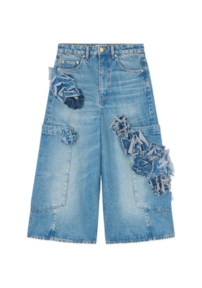 GANNI floral-appliqué jeans - Blue