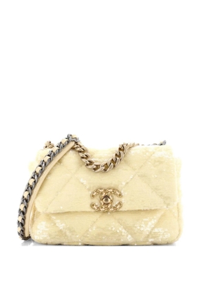 CHANEL Pre-Owned 19 Flap Bag Quilted Sequins Medium shoulder bag - Yellow