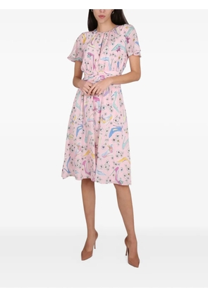 Boutique Moschino patterned midi silk dress - Pink