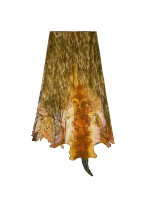 Diesel O-Torn asymmetric animal-print skirt - Green