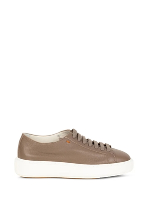 Santoni leather lace-up sneakers - Neutrals