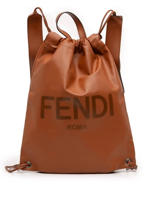 Fendi Pre-Owned 2010-2026 Leather Logo Drawstring backpack - Brown
