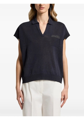 Peserico V-neck pocket knitwear - Blue