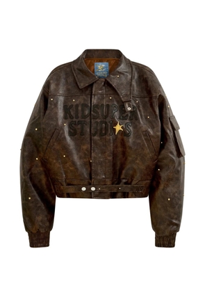 KidSuper appliqued studded jacket - Brown